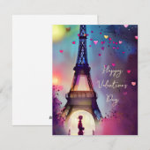 valentijn waterverf Eiffeltoren Holiday Feestdagenkaart (Voorkant / Achterkant)