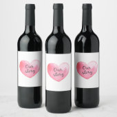 Valentijn Waterverf Heart Wine Label – Romantisch Wijn Etiket (Flessen)