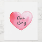 Valentijn Waterverf Heart Wine Label – Romantisch Wijn Etiket (Enkel label)