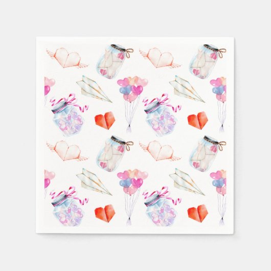 Valentijn waterverf pictogrammen servet (Voorkant)