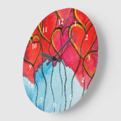 Valentijn waterverf rode hartballonnen grote klok (Hoek)