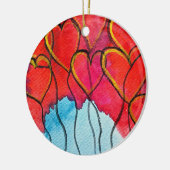 Valentijn waterverf rode hartballonnen keramisch ornament (Links)