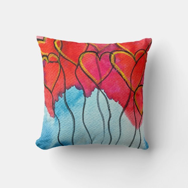 Valentijn waterverf rode hartballonnen kussen (Voorkant)