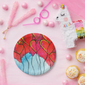 Valentijn waterverf rode hartballonnen papieren bordje (Feest)