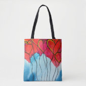 Valentijn waterverf rode hartballonnen tote bag (Voorkant)