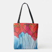 Valentijn waterverf rode hartballonnen tote bag (Achterkant)