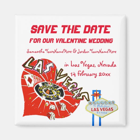 Valentijn Wedding Save the Date Las Vegas Magneet (Voorkant)
