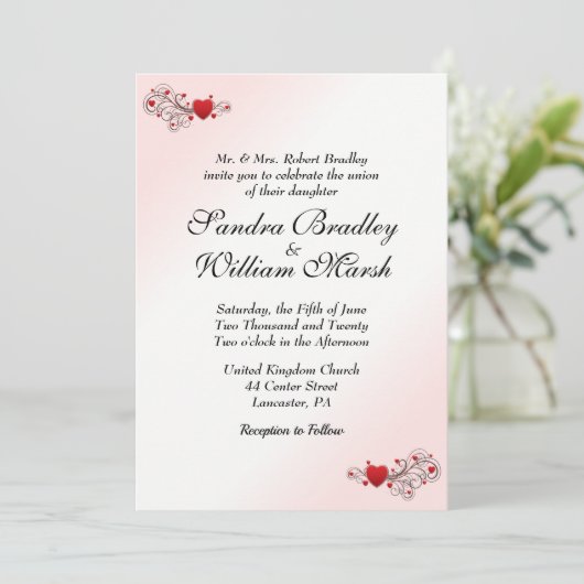 Valentijn Wedding Uitnodiging (Staand voorkant)