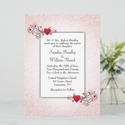 Valentijn Wedding Uitnodiging (Staand voorkant)