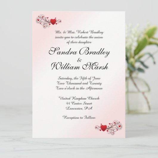 Valentijn Wedding Uitnodiging (Staand voorkant)