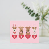 Valentijn Welsh Wire Fox Terrier Dogs Briefkaart (Staand voorkant)