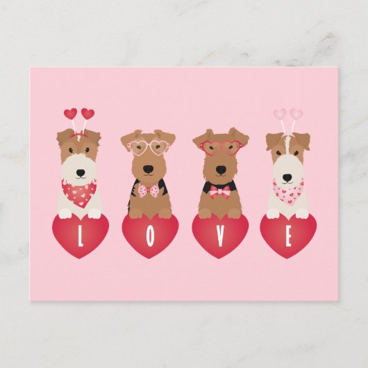 Valentijn Welsh Wire Fox Terrier Dogs Briefkaart (Voorkant)