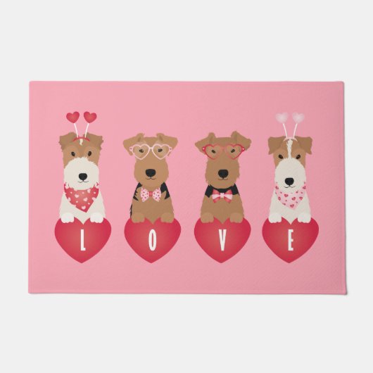 Valentijn Welsh Wire Fox Terrier Dogs Deurmat (Voorkant)