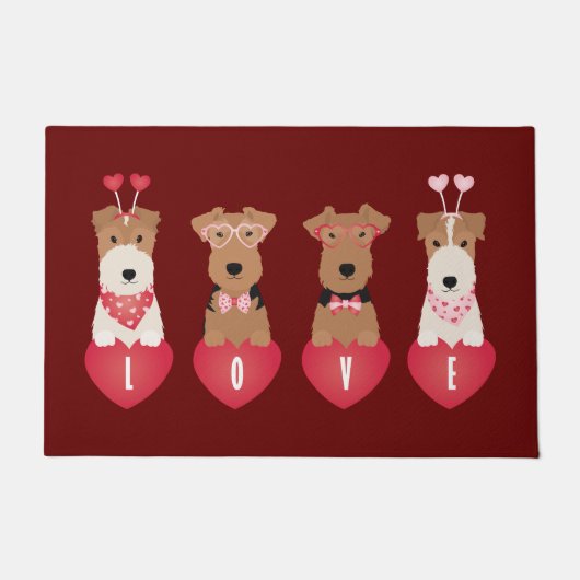 Valentijn Welsh Wire Fox Terrier Dogs Deurmat (Voorkant)