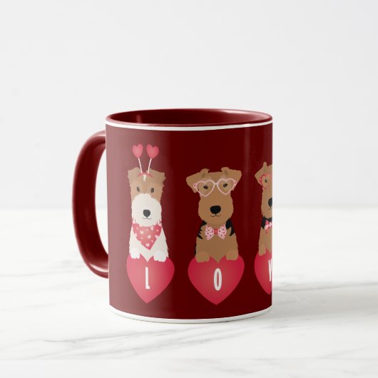 Valentijn Welsh Wire Fox Terrier Dogs Mok (Voorkant links)