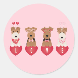 Valentijn Welsh Wire Fox Terrier Dogs Ronde Sticker