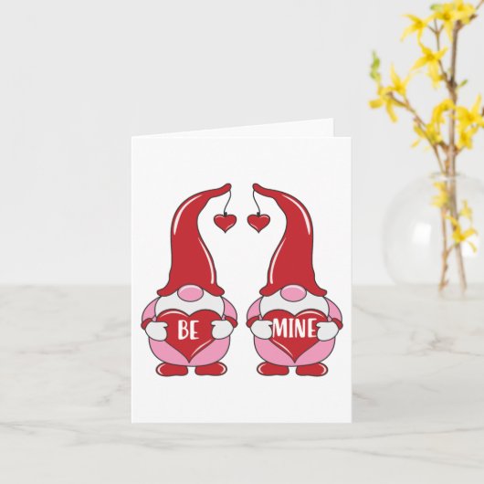 valentijn wenskaart Be Mine - Gnomes Kaart (Gele Bloem)