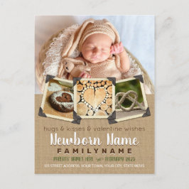 Valentijn wenst Baby Instagram Photo Burlap Feestdagenkaart