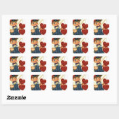 Valentijn wenst jongen vierkante sticker (Vel)