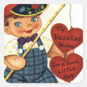 Valentijn wenst jongen vierkante sticker (Voorkant)