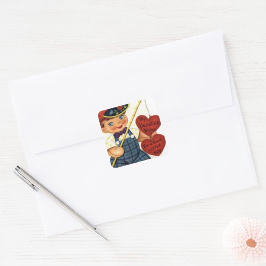 Valentijn wenst jongen vierkante sticker (Envelop)