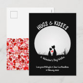 Valentijn wenst Schattig kattenkoppel hart maan Feestdagenkaart (Voorkant / Achterkant)