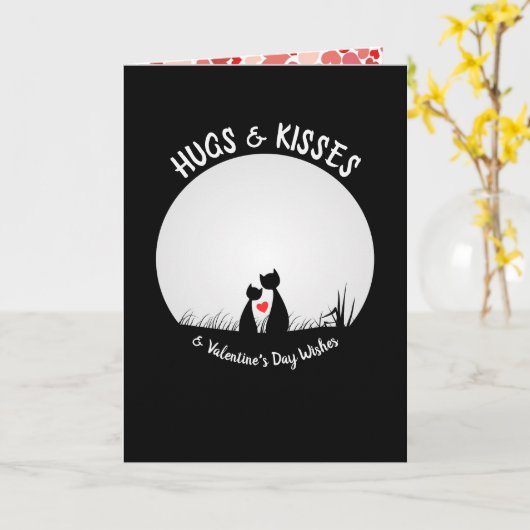 Valentijn wenst Schattig kattenkoppel uw foto Kaart (Gele Bloem)