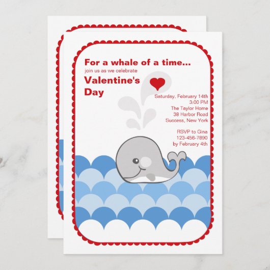 Valentijn Whale Invitation Kaart (Voorkant / Achterkant)