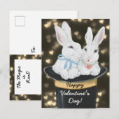 Valentijn White Snuggle Bunny Rabbits, Magisch Pet Feestdagenkaart (Voorkant / Achterkant)