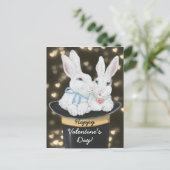 Valentijn White Snuggle Bunny Rabbits, Magisch Pet Feestdagenkaart (Staand voorkant)