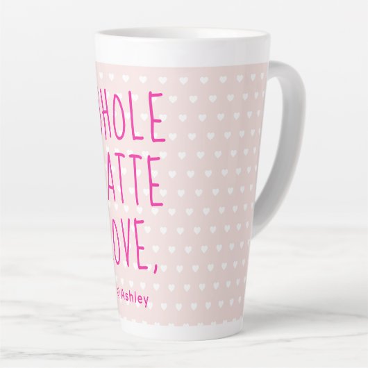 Valentijn Whole Latte Love Hot Pink Script Latte Mok (Rechterhoek)