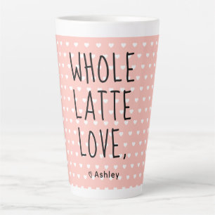 Valentijn Whole Latte Love Zwart Script Roze Mok