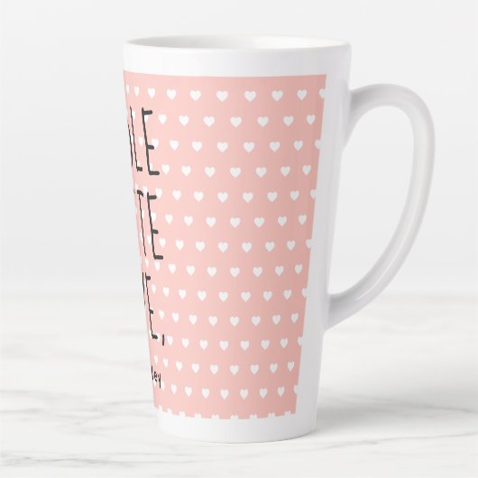 Valentijn Whole Latte Love Zwart Script Roze Mok (Rechts)