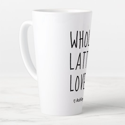 Valentijn Whole Lotta Love Black Script Latte Mok (Linkerhoek)