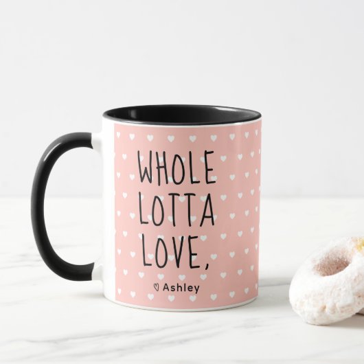 Valentijn Whole Lotta Love Hearts Pink Mok (Met donut)