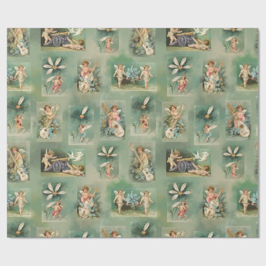  Valentijn Winged Cupid Collage Cadeaupapier (Vlak)