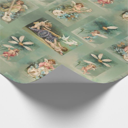  Valentijn Winged Cupid Collage Cadeaupapier (Hoek)