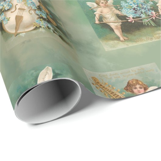  Valentijn Winged Cupid Collage Cadeaupapier (Rol Hoek)