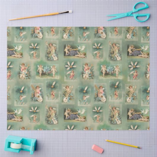 Valentijn Winged Cupid Collage Tissuepapier (Craft)