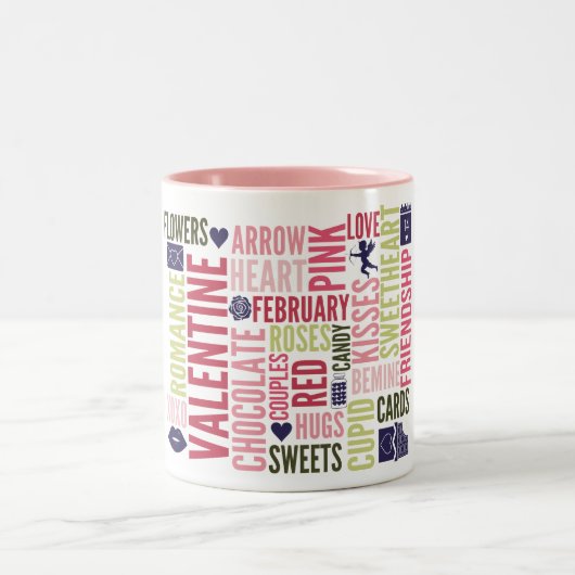 Valentijn Woorden Valentijnsdag KoffieMok Tweekleurige Koffiemok (Center)