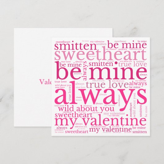 Valentijn: WordArt roze tekst wit Feestdagenkaart (Voorkant / Achterkant)