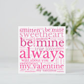 Valentijn: WordArt roze tekst wit Feestdagenkaart (Staand voorkant)