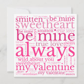 Valentijn: WordArt roze tekst wit Feestdagenkaart (Voorkant)