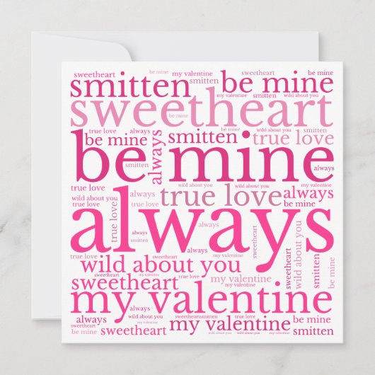 Valentijn: WordArt roze tekst wit Feestdagenkaart (Voorkant)