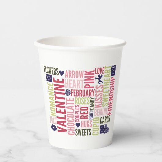 Valentijn Words Valentijnsdag Papieren Bekers (Voorkant)