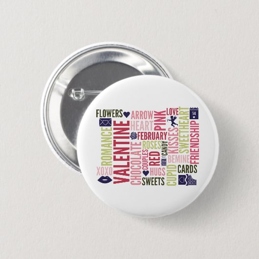 Valentijn Words Valentijnsdag Round Button (Voorkant /achterkant)