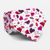 Valentijn XOs, Lips & Hearts Stropdas (Opgerold)