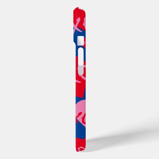 Valentijn XOXO Hart Roze Rood Patroon Blauw Naam Case-Mate iPhone Case (Achterkant / Links)