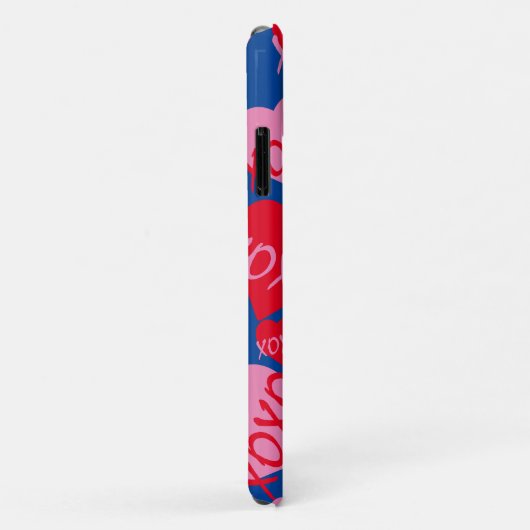 Valentijn XOXO Hart Roze Rood Patroon Blauw Naam Case-Mate iPhone Case (Achterkant/rechts)
