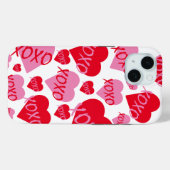 Valentijn XOXO Hart Roze Rood Patroon Modern Wit Case-Mate iPhone Case (Achterkant (horizontaal))